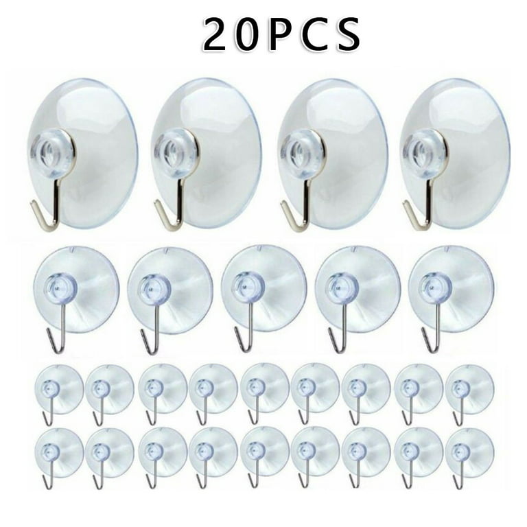 20PCS Window Suction Cups With Metal Hooks Hanger Hanging Hook Sucker-Cup 25mm 